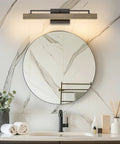 Modern Farmhouse Integrated LED Vanity Light Bar, 24W 3000K Warm White Glow, 25-Inch Hand-Painted Wood Grain Metal Linear Sconce