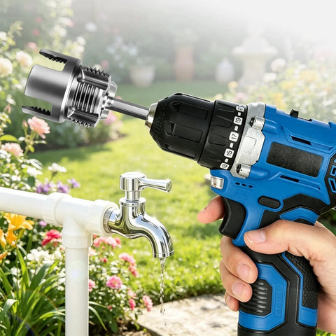 DIY PVC Pipe Threading Kit For Drill With Tape Internal And External Threading Tool One Half Inch Three Quarter Inch One Inch NPT For PVC CPVC ABS Pipes Pipe Thread Cutting And Repair For Home And Garden Irrigation on drill near garden pipe