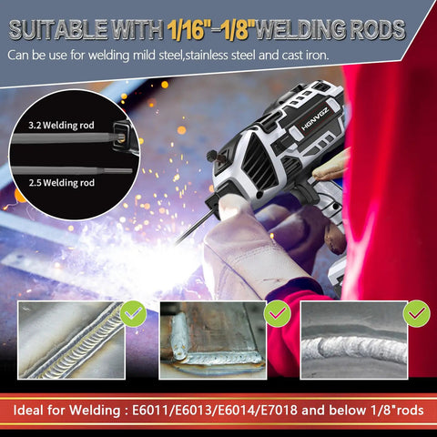 Person using Welding Machine Handheld 110V Portable Stick Welder 20-120A IGBT Inverter with Hot Start, Arc Force Technology