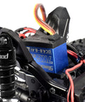 7Kg Beefed Up High Torque Digital Micro RC Servo installed in TRX4M 1/18 crawler, showing wiring and metal casing