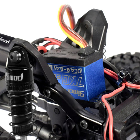7Kg Beefed Up High Torque Digital Micro RC Servo installed in TRX4M 1/18 crawler, showing wiring and metal casing