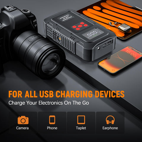 6000A Jump Starter With Air Compressor For Cars And Trucks, 150 PSI Tire Inflator, 12V Power Bank Jump Box With LCD Display