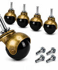 Two Inch Ball Caster Wheels Set Of Four For Furniture Replacement Antique Brass Stem Chair Casters For Chairs Cabinets Coffee Tables And Office Furniture For Smooth Rolling 360 Lbs Per Set No Fuss Easy Glide, 4-piece set