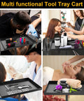 Rollin Tool Tray Cart For Mobile Work Table With 2 Tool Holders Height Adjustable Metal Tray in salon and studio settings