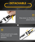 10 Inch Ball Bearing Drawer Slides Set With 6 Pairs, 12 Pieces, 100Lb Capacity showing detachable feature with plastic buckle
