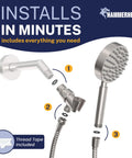 Solid Metal Handheld Shower Head With Hose And Brass Holder, Brushed Nickel Finish installation guide.