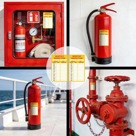 15 Pack Self Adhesive Monthly Inspection Stickers Waterproof 3 By 5 Inches Fire Extinguisher Maintenance Labels And Tags