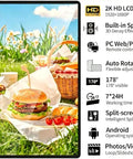 32 Inch Digital Signage Media Player With No Sweat Remote And Simple Split Screen Layout For Retail Displays Plug And Play showing burger picnic scene.