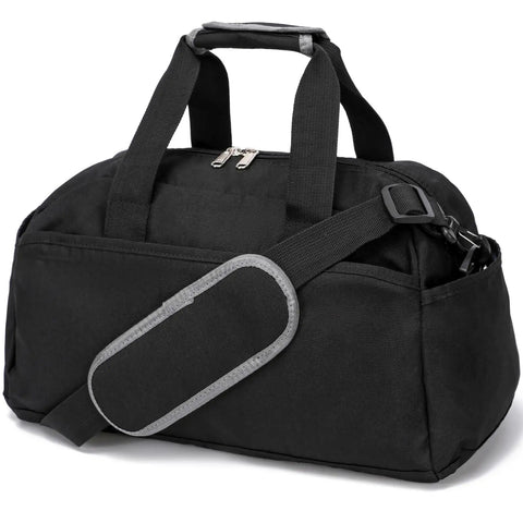 14 Inch Small Gym Bag For Women And Men, Mini Duffle For Travel And Sports, Lightweight Carry On, Water Resistant Polyester, Black