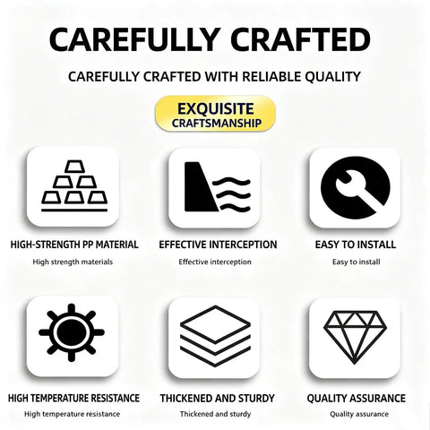 Infographic highlighting features of Heavy Duty Mud Flaps For Tesla Cybertruck including materials and installation ease.