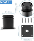 2.5 Inch Heavy Duty Adjustable Black Stainless Steel Furniture Legs Set, Round Cabinet Desk Sofa Coffee Table Feet, 8 Pack With Screws