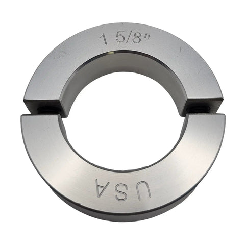 Two Pack Split Shaft Collar Clamp Set Built To Last Heavy Duty 2.625 Inch Outside Diameter Aluminum With 1.625 Inch Bore 0.688 Inch Thick Two Piece Design Includes Screws Made In USA, split aluminum collar