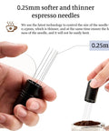 Top Shelf Espresso Barista Gear Featuring 54 Mm Stainless Steel Tamper Fits Breville Portafilters Includes Precision Wdt Needles Sleek Dosing Funnel And Two Hundred Premium Paper Filters To Nail That Perfect Morning Pull, showing 0.25mm espresso needles.