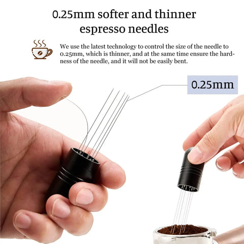 Top Shelf Espresso Barista Gear Featuring 54 Mm Stainless Steel Tamper Fits Breville Portafilters Includes Precision Wdt Needles Sleek Dosing Funnel And Two Hundred Premium Paper Filters To Nail That Perfect Morning Pull, showing 0.25mm espresso needles.