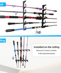 Beefy Heavy Duty Metal Fishing Rod Holder For Garage Wall Mount Rack That Keeps Multiple Rods Secure With Steel Core And TPU Coating
