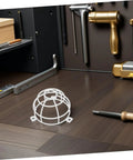 Heavy Duty Fire Sprinkler Ceiling Cover With 6mm Mounting Hole Featuring Slick Mesh Safety Guard For Smoke Detectors And Decorative Metal Shield on workshop floor.