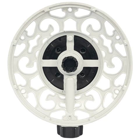Top view of Adjustable Turret Metal Sprinkler With 8 Modes For Lawn And Yard Watering, aluminum alloy with intricate design.