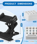 Mobile Phlebotomy Tube Holder Rack With Clamp Mount And Adjustable Tray Organizer Kit for hospitals, dimensions shown