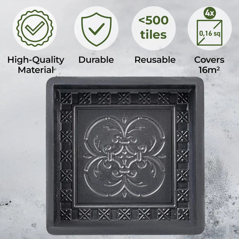 4 Piece Concrete Molds Set For DIY Paving Big Pathmaker Cobblestone Molds featuring intricate pattern and high-quality material