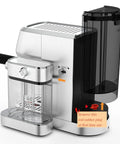 Straight Up Premium Barista Grade Semi Automatic Espresso Machine With self cleaning milk frother, stainless steel body and milk container.