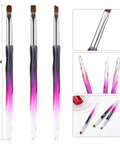 3 Piece Nail Art Clean Up Brush Set With Flat, Oval, And Fine Angled Heads for polish mistakes around cuticles, DIY nails.