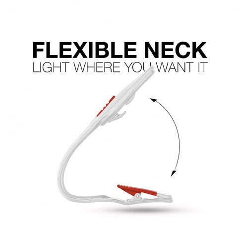 Clip On Book Light For Bed And Kindle Reading, Portable LED Reading Lamp For Books And E Readers, flexible neck detail