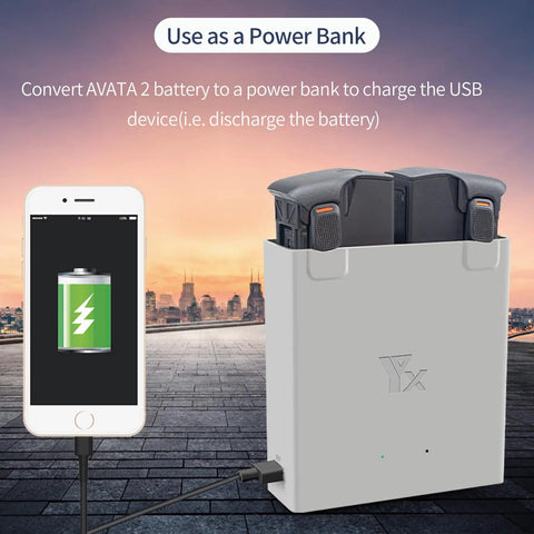 Drone Battery Charger Hub For Avata 2, Beast Pro Grade Dual Battery Charging Station, 65W Input Delivers About 45 Minutes Per Battery, 90 Minutes For Two Batteries, Gray Charging Box, Essential Drone Accessories used as power bank charging smartphone