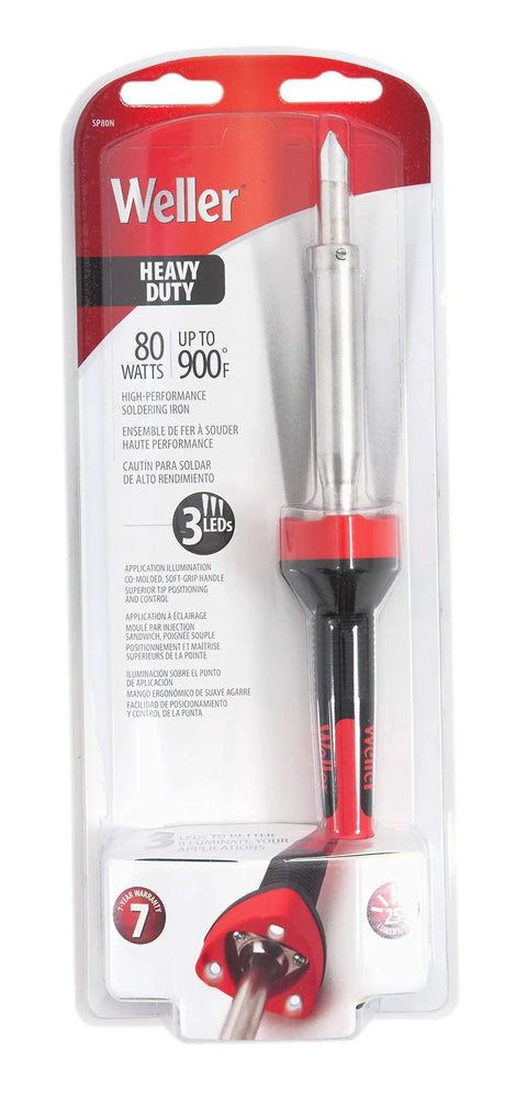 80 Watt LED Soldering Iron With Three 5mm High Temperature LEDs At 25 Lumens Per Sq Ft For Superior Visibility And Precision Soldering Up To 900F With A Co Molded Soft Grip Non Slip Handle Ideal For Electronics DIY Projects in packaging