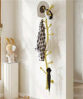 Decorative Wall Mounted Coat Rack Creative Vertical Storage System Straight Up Game Changer For Your Entryway And Bedroom Hanging Organizer with layered hooks and umbrella holder.