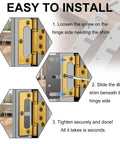 Installation guide for Door Hinge Shims 0.035 Inches, 15 Pack Laser Cut Stainless Steel Kit with brushed silver finish.