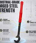 Heavy Duty 12 Inch Cable Bender Tool For Easy Bending Max 350 MCM Copper Aluminum Wires In Electrical Panels angled head for precision.