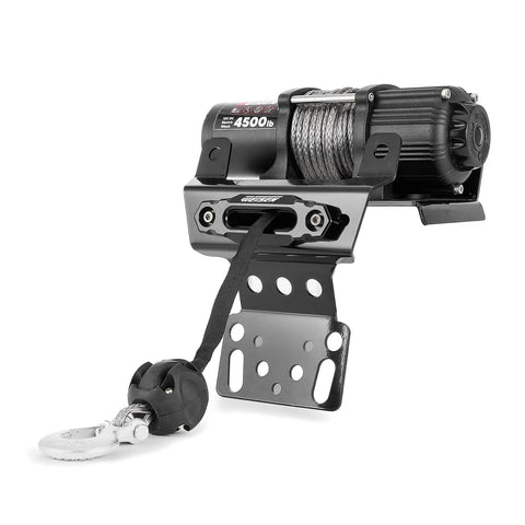 WeiSen 4500lb Electric Winch Kit With Remote For Polaris RZR XP 1000 And General Models, featuring solid steel rope and mounting bracket.