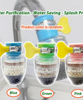 Snag This Badass Three Pack Faucet Water Filter Six Layer Activated Carbon Cartridge Strips in blue, green, and pink colors