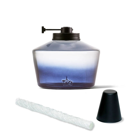 6.25 Inch Adjustable Flame Penta Glass Votive Tabletop Torch For Cozy Patio Vibes Watercolor Blue Outdoor Lighting Twist To Lower Or Raise Flame Long Lasting Burn Time Ideal For Garden Parties.