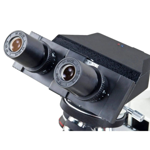 Binocular eyepieces of 3MP USB Digital Microscope With Halogen Illumination, 40X To 2000X Magnification for clinics and classrooms.
