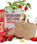 Reaper Ghost Pepper All In One Starter Grow Kit With Seeds And Growing Supplies For Beginners Includes Bhut Jolokia Seeds, Peat Cups