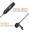 Two Pack Lavalier Microphone With XLR Output, Omni Directional Lapel Mic, Phantom Powered CVM V02O with metal body and 14.76ft cord