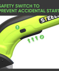 Safety switch detail on Built Different Cordless Electric Scissors With Brushless Motor And Fast Type C Charging for heavy duty use.