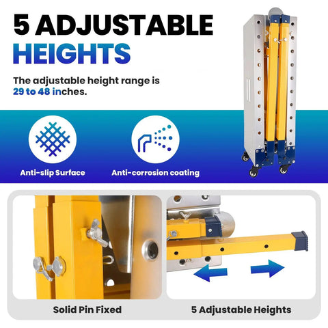 Heavy Duty Portable Steel Welding Table With 4 Smooth Rolling Casters And 4000 Lbs Weight adjustable height feature from 29 to 48 inches.