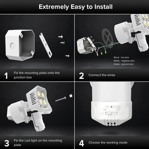 Installation steps for No Nonsense 36W LED Outdoor Flood Light With Motion Sensor For Real Deal 3600 Lumens Of Super Bright Exterior Lighting