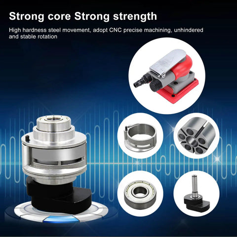 Ultra Sleek And Featherweight Pneumatic Random Orbital Sander And Polisher With 5mm Orbit And 10000Rpm Speed close-up of CNC machined components and tools.