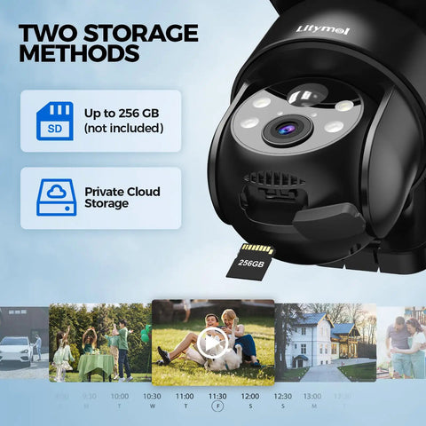 2K 360 Degree Solar Wireless Outdoor Security Camera With Color Night Vision, Motion Detection, SD and Cloud Storage options