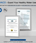 NSF lead-free certification for Heavy Duty Kitchen Faucet With Slick Pull Down Sprayer, showing test report and listing.