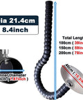 Heavy Duty Flexible Welding Fume Extractor Duct With Adjustable 360 Suction Arm And Sleek Hood 200 Millimeter One Meter Length, gray flexible plastic, 21.4cm diameter.