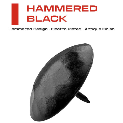 Hammered Black 1.5 Inch Clavo Nails Set Of 50 For Woodwork And Furniture, Decorative Upholstery Tacks, Dope Rustic Door Studs