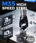 Top Notch M35 High Speed Steel Countersink Bits 1/2 Inch Shank 90 Degree Chamfer Drill Set With TiAIN Coating on metal surface.