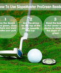 Golf putter on green beside ball and ProGreen Reading Tool For Golfers Green Reading Aid With High Precision Bubble Level.