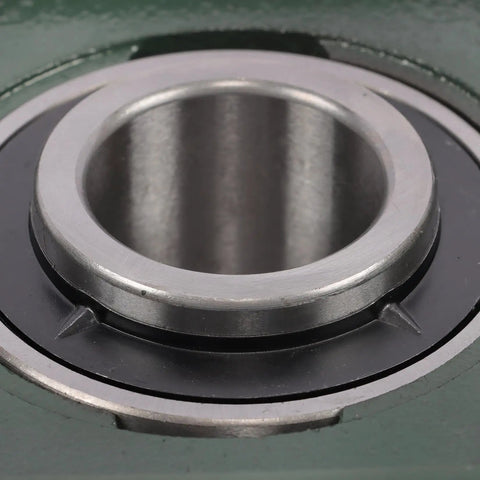 Close-up of Beefy Heavy Duty Self Aligning Pillow Block Bearing UCF208 24 1.5 Inch 4 Bolt With Seat