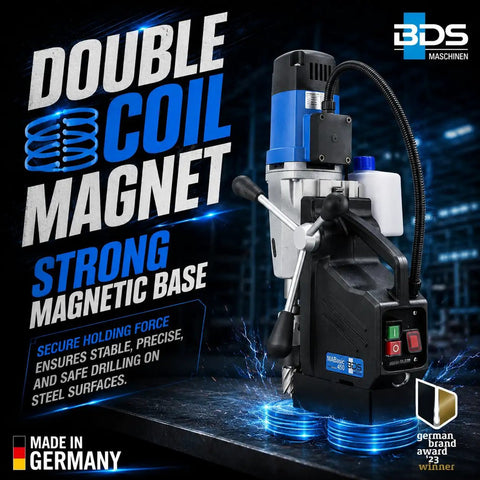Heavy Duty Magnetic Core Drilling Machine For Steel Fabrication With A Precise Forty Five Millimeter Cut Depth showcasing a strong magnetic base.