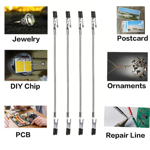 Four Pack Soldering Helping Hands With Dual Clips For PCB And Electronics Adjustable Gooseneck Soldering Holders